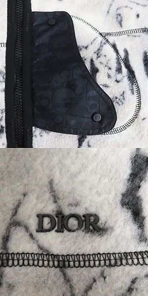 極美品□21AW DIOR ディオール オム×ピータードイグ オブリーク 総柄 リバーシブル フリースジャケット/ナイロンブルゾン 白系 XS 伊製