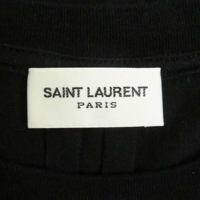 美品 サンローラン パリ SAINT LAURENT PARIS Tシャツ カットソー 半袖 ショートスリーブ ロゴプリント トップス メンズ S ブラック