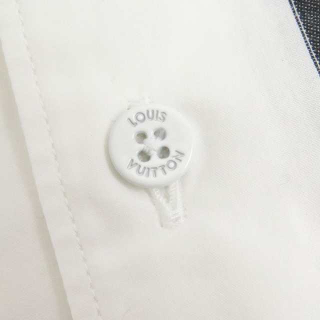 美品□19AW LOUIS VUITTON/ルイヴィトン ロゴボタン 総柄 コットン100％ ロングスリーブ 長袖 DNAシャツ ホワイト M イタリア製 正規品