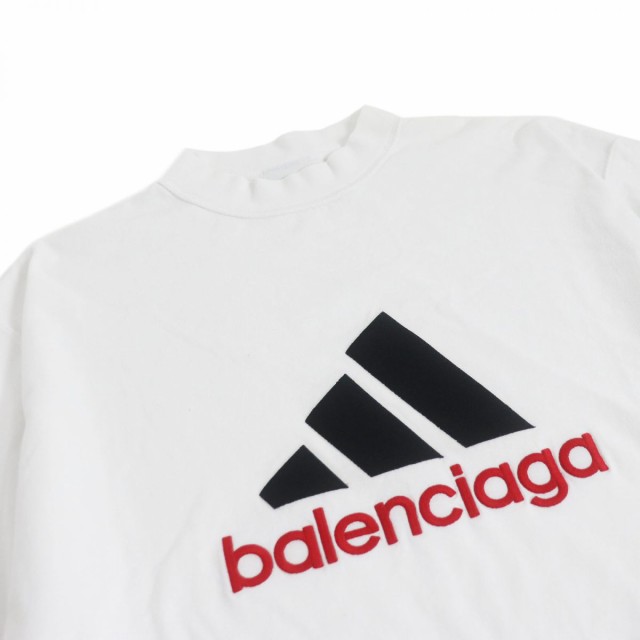 極美品□23SS BALENCIAGA×adidas バレンシアガ アディダス 731769 パフォーマンスロゴ モックネック オーバーサイズTシャツ  白 1 正規品｜au PAY マーケット