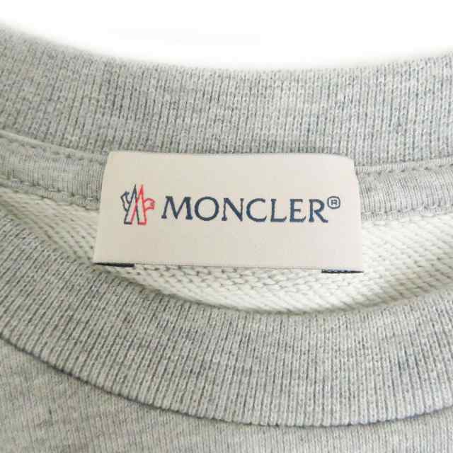 未使用□MONCLER/モンクレール MAGLIA プリントデザイン トリコロール ロゴワッペン コットン スウェットシャツ/トレーナー グレー L 正規