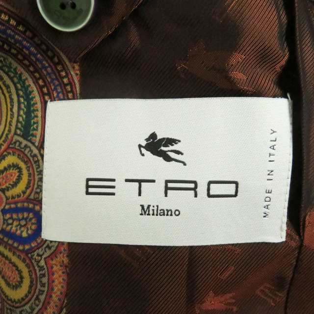 極美品□21AW ETRO/エトロ チェック 裏ペイズリー柄 ウール シングル