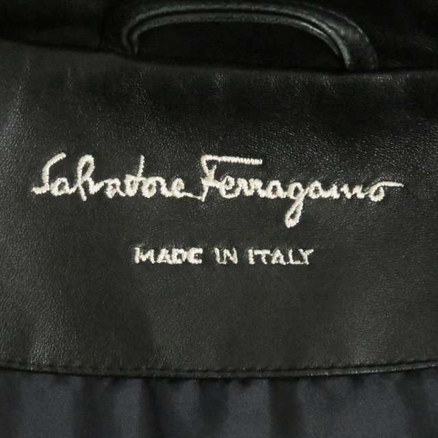 良品□Salvatore Ferragamo/サルヴァトーレフェラガモ 襟元レザー