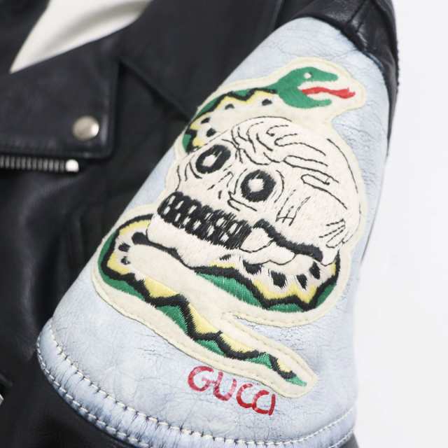 極美品□19SS GUCCI/グッチ 563218 USED加工 スカルモチーフ刺繍 カウスキン ダブルライダース/レザージャケット ブラック 48  伊製 正規の通販はau PAY マーケット - 衣類＆ブランドリサイクルGREEN | au PAY マーケット－通販サイト