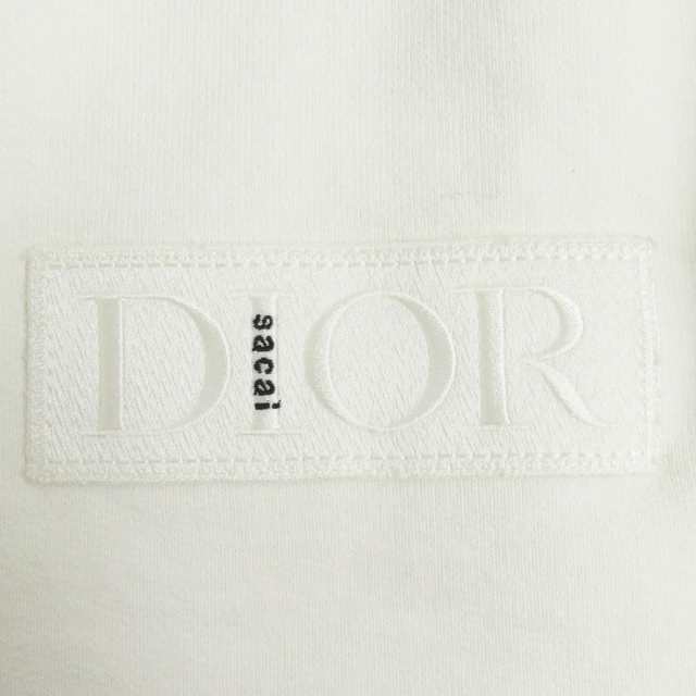 極美品□DIOR×sacai ディオール オム サカイ 213J643A0687 ロゴワッペン 裏起毛 スウェットシャツ/トレーナー アイボリー XXL 伊製 正規品69cm裄丈