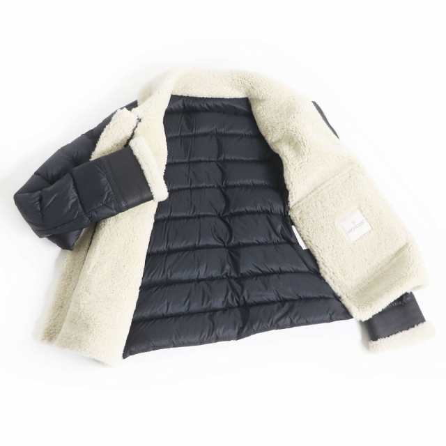 極美品□MONCLER/モンクレール LAREDO GIUBBOTTO ダブルZIP 羊革 ムートン ダウンジャケット/フライトジャケット ブラック  2 メンズ｜au PAY マーケット