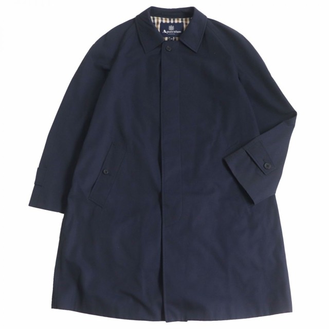 87cm袖丈美品□Aquascutum/アクアスキュータム 裏チェック柄 ロゴ