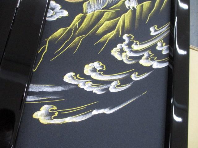 新品 五月人形 四曲屏風 黒枠 手描き龍虎 35号 日本製 端午の節句