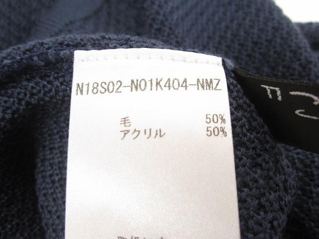 未使用 タグ付き るんびに 東京白ゆり會 ニット セーター 薄手 L ネイビー×アイボリー 日本製 レディース_4
