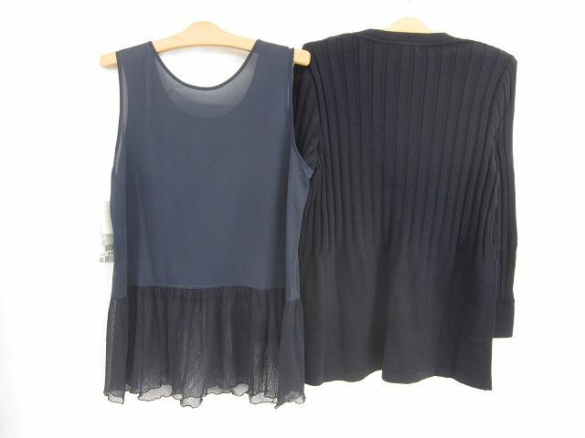 未使用 タグ付き るんびに オルベーラ 東京白ゆり會 ロングカーディガン タンクトップ 2点 L 紺 ネイビー 日本製 レディ_1
