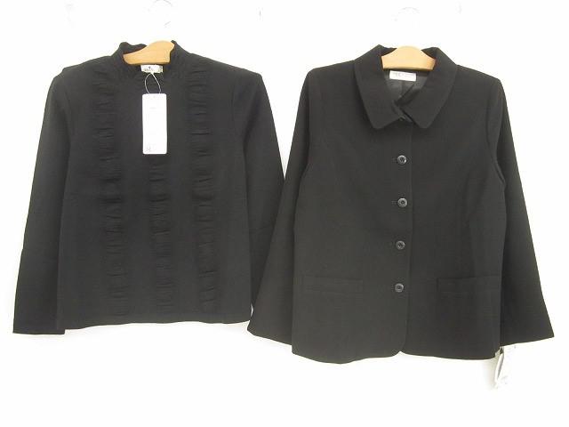 未使用 タグ付き るんびに オルベーラ 東京白ゆり會 ジャケット シャーリングニット 2点 L 黒 ブラック 日本製 レディー