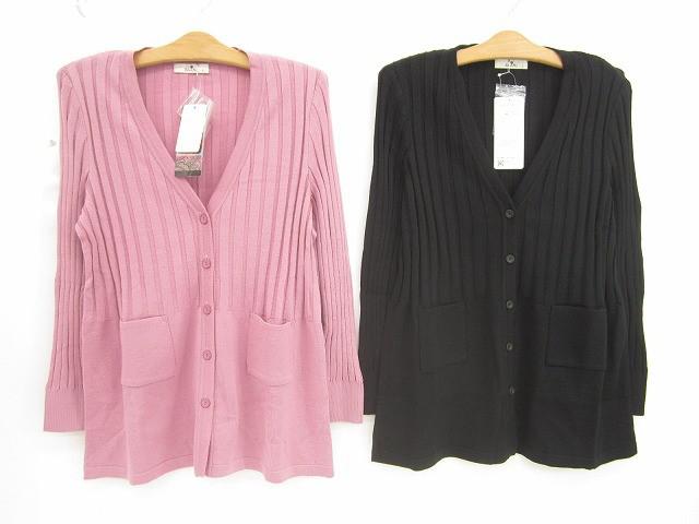 未使用 タグ付き るんびに 東京白ゆり會 ロングカーディガン 2点 L ブラック ピンク 日本製 レディース