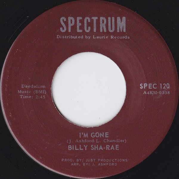 【中古】米7” Billy Sha-Rae Im Gone / Lets Do It Again SPEC120 Spectrum Records /00080