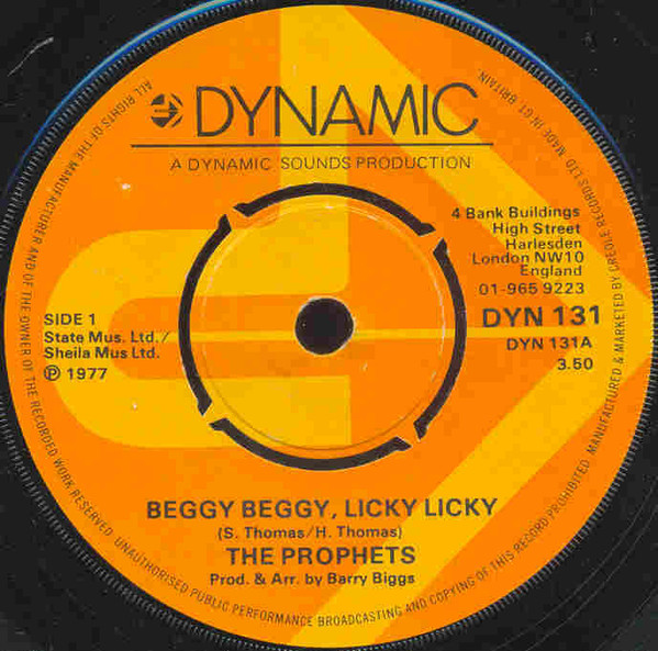 【中古】7” Prophets Beggy Beggy, Licky Licky DYN131 Dynamic Sounds /00080