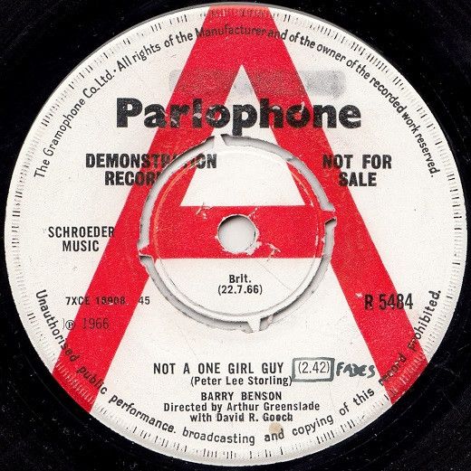 【中古】英7” Barry Benson Not A One Girl Guy R5484PROMO Parlophone プロモ /00080