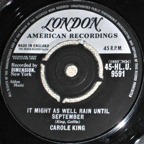 【中古】英7” Carole King It Might As Well Rain Until September 45HLU9591 London Records, Lond /00080