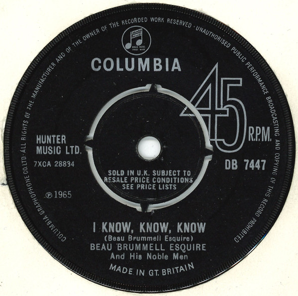 【中古】英7” Beau Brummell Esquire ＆ His Ex I Know, Know, Know DB7447 Columbia /00080