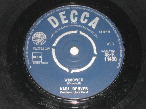 【中古】英7” Karl Denver Wimoweh 45F11420 Decca /00080