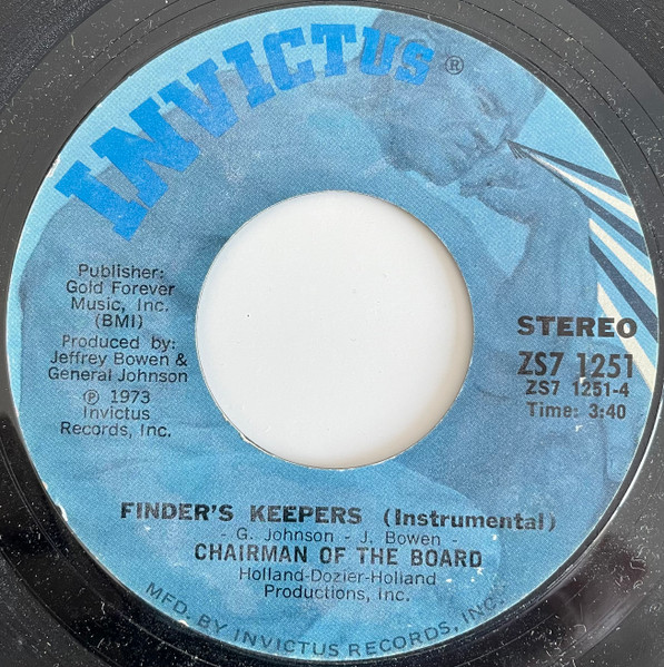 【中古】米7” Chairmen Of The Board Finders Keepers ZS71251 Invictus /00080
