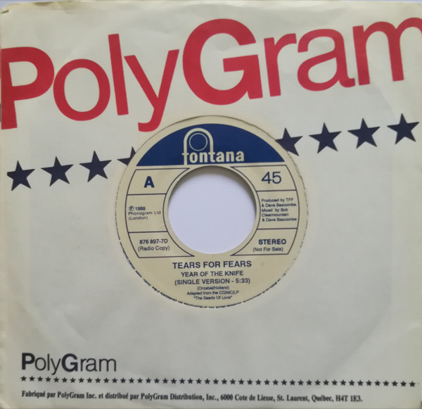 加7” Tears For Fears Year Of The Knife 8768977DPROMO Fontana プロモ /00080 中古】加7” Tears For Fears Year Of The Knife 8768977DPROMO