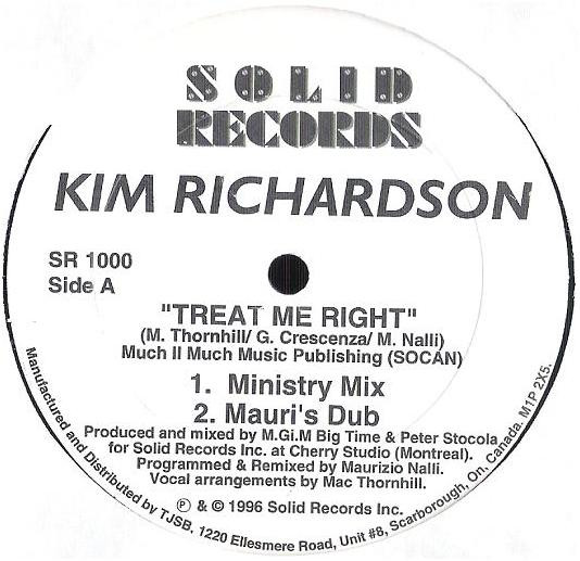 【中古】ジャマイカ12” Kim Richardson Treat Me Right SR1000 Solid Records (2) /00250