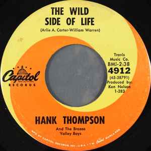 【中古】米7” Hank Thompson ＆ His Brazos Val The Wild Side Of Life / Yesterdays Girl 4912 Capitol Records /00080