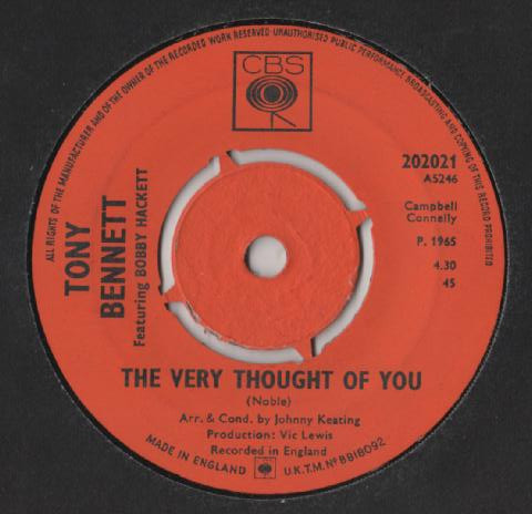 【中古】英7” Tony Bennett, Bobby Hackett The Very Thought Of You / Sleepy Time Gal 202021 CBS /00080