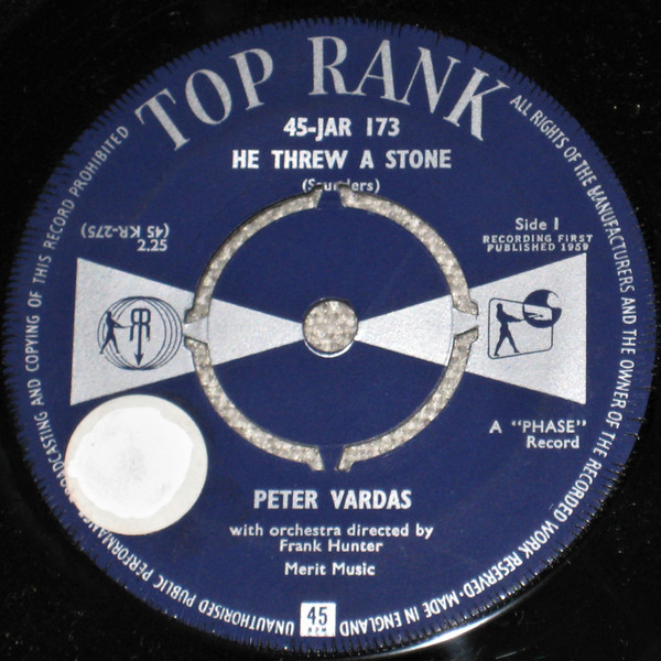 【中古】英7” Peter Vardas He Threw A Stone 45JAR173 Top Rank /00080 ロック・ポップス