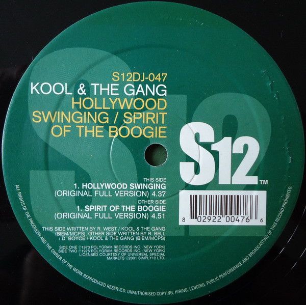 【中古】英12” Kool ＆ The Gang Hollywood Swinging / Spirit Of The Boogie S12DJ047 S12 /00250