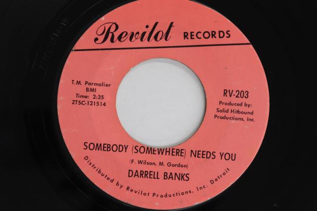 【中古】米7” Darrell Banks Somebody (Somewhere) Needs You / Baby Whatcha You  RV203 REVILOT RECORDS /00080