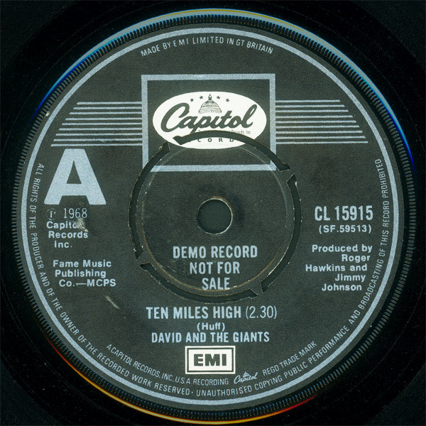 7” David & The Giants Ten Miles High CL15915PROMO Capitol Records プロモ /00080 中古】7” David ＆ The Giants Ten Miles High CL15915PROMO Capitol