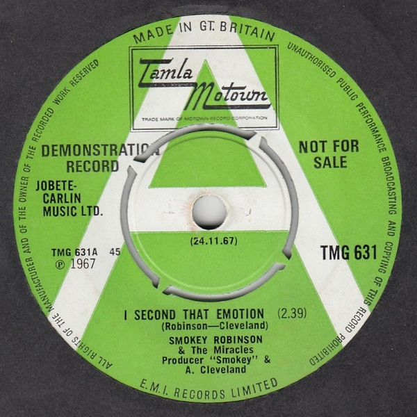 【中古】7” Miracles I Second That Emotion TMG631PROMO Tamla Motown プロモ /00080