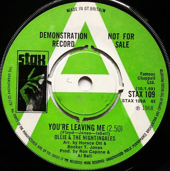 【中古】7” Ollie ＆ The Nightingales Youre Leaving Me / Showered With Love STAX109PROMO Stax プロモ /00080