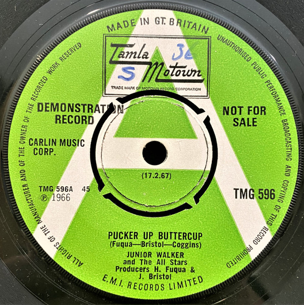 【中古】7” Junior Walker ＆ The All Stars Pucker Up Buttercup TMG596PROMO Tamla Motown プロモ /00080
