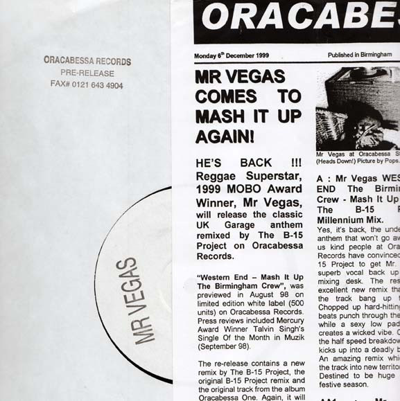 【中古】12” Mr. Vegas Western End ORA12004 Oracabessa Records /00250
