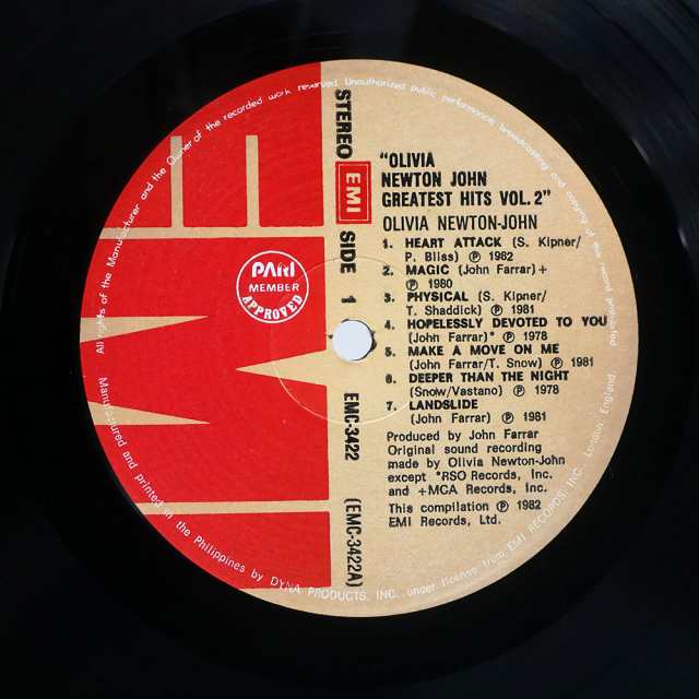 UK盤 OLIVIA NEWTON JOHN/OLIVIA'S GREATEST HITS/EMI EMC3422
