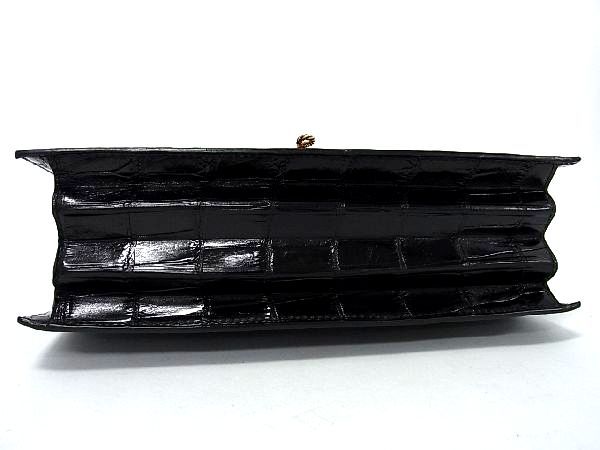 ■希少■極上■本物■美品■ MORABITO モラビト プリンセス クロコダイル ミラー付き ショルダーバッグ ブラック系 AC6793