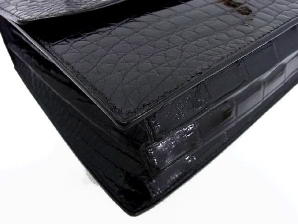 ■希少■極上■本物■美品■ MORABITO モラビト プリンセス クロコダイル ミラー付き ショルダーバッグ ブラック系 AC6793