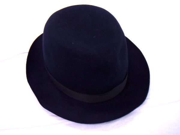 ■極美品■ BORSALINO ボルサリーノ リボン 中折れハット 帽子 メンズ ネイビー系 AK7850