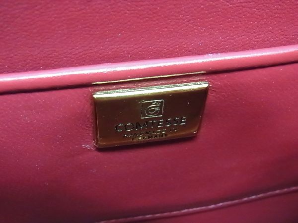 ■極上■本物■極美品■ COMTESSE コンテス ホースヘア×レザー ミラー付き 2WAY ショルダー ハンドバッグ レディース レッド系 AN9993_8