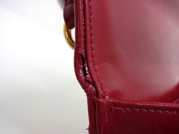■極上■本物■極美品■ COMTESSE コンテス ホースヘア×レザー ミラー付き 2WAY ショルダー ハンドバッグ レディース レッド系 AN9993_9