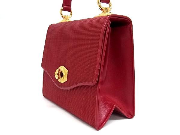 ■極上■本物■極美品■ COMTESSE コンテス ホースヘア×レザー ミラー付き 2WAY ショルダー ハンドバッグ レディース レッド系 AN9993_2