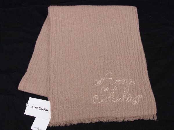 ■新品■未使用■ Acne studios アクネステュディオス ウール×ナイロン マフラー ストール レディース ピンクベージュ系 AQ7474