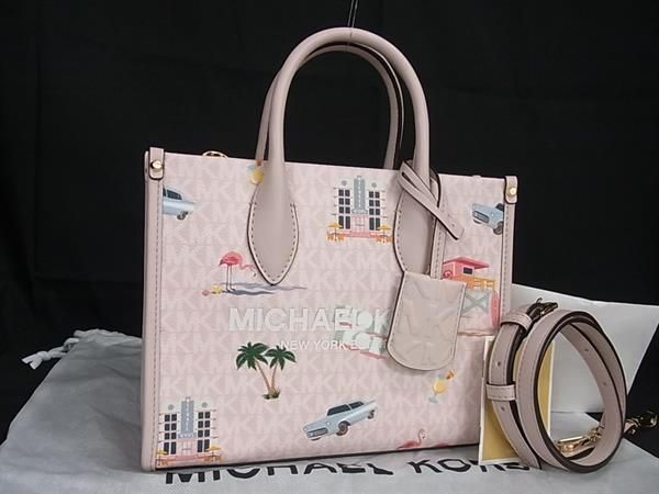 ■新品■未使用■ MICHAEL KORS マイケルコース PVC×レザー 2WAY ハンドバッグ ショルダー レディース ピンク系 AS5934