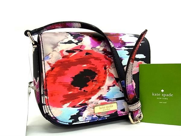 ■新品■未使用■ kate spade ケイトスペード WKRU4141 PVC クロスボディ ショルダーバッグ レディース ブラック系×マルチカラー AS6062