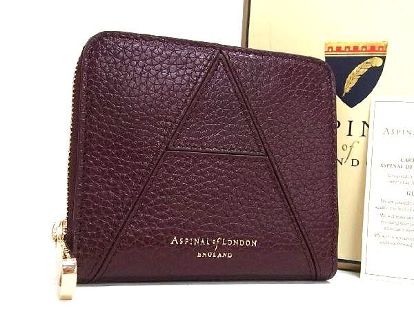 ■新品■未使用■  アスピナル オブ ロンドン レザー ケース パース 小銭入れ ボルドー系 AS8179