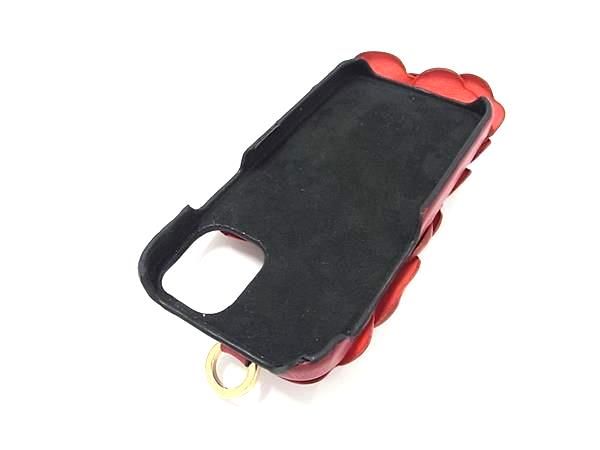 VALENTINO GARAVANI ヴァレンティノ ガラヴァーニ レザー フラワー  iPhone12 MINI 対応 アイフォンケース スマホケース レッド系 AS8220 VALENTINO GARAVANI ヴァレンティノ ガラヴァーニ レザー フラワー
