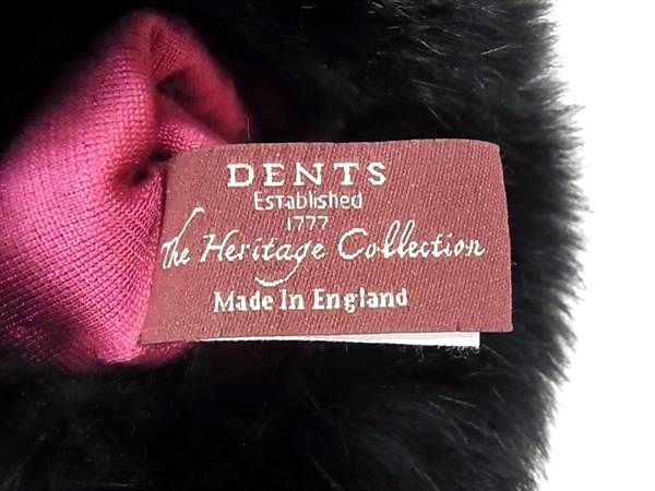 ■美品■ DENTS デンツ ヘリテージコレクション レザー×ラビットファー 手袋 グローブ 表記サイズ 7レディース ブラック系 AT3370_2
