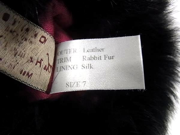 ■美品■ DENTS デンツ ヘリテージコレクション レザー×ラビットファー 手袋 グローブ 表記サイズ 7レディース ブラック系 AT3370_3