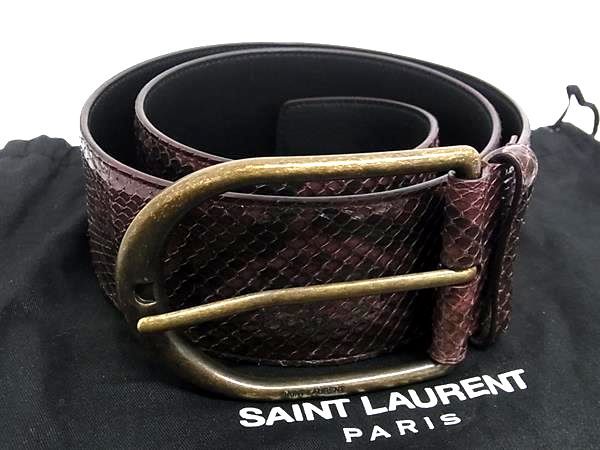 ■極上■本物■新品■未使用■ SAINT LAURENT サンローラン パイソン ゴールド金具 ベルト レディース ボルドー系 AT5867 25,010円